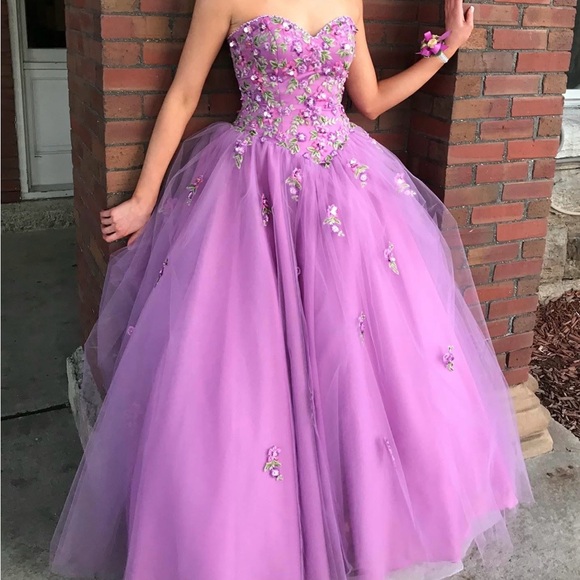 Mori Lee Pink Floral Embellished Dress